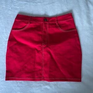 by the way. Vibrant Red Mini Skirt